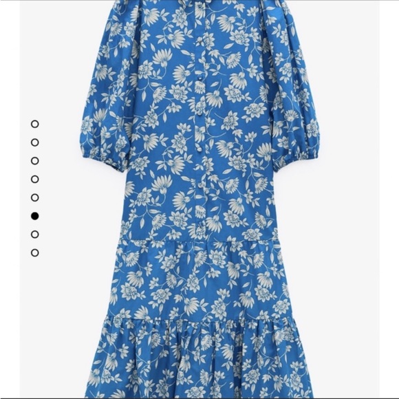 ZARA RUFFLED PRINT FLORAL MIDI DRESS - Picture 3 of 4